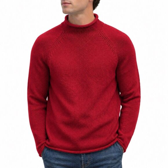 J. Crew Other - J Crew Sweater Mens XS Red 1988 Rollneck Cotton Minimalist Coastal Spring BW186